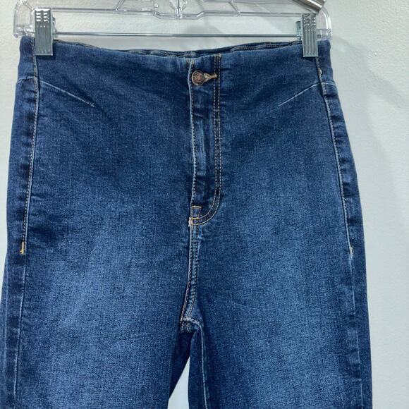 Free People Miles Away High Rise Skinny Jeans |Size 29 Raw Hem Dark Wash Stretch - Picture 4 of 14